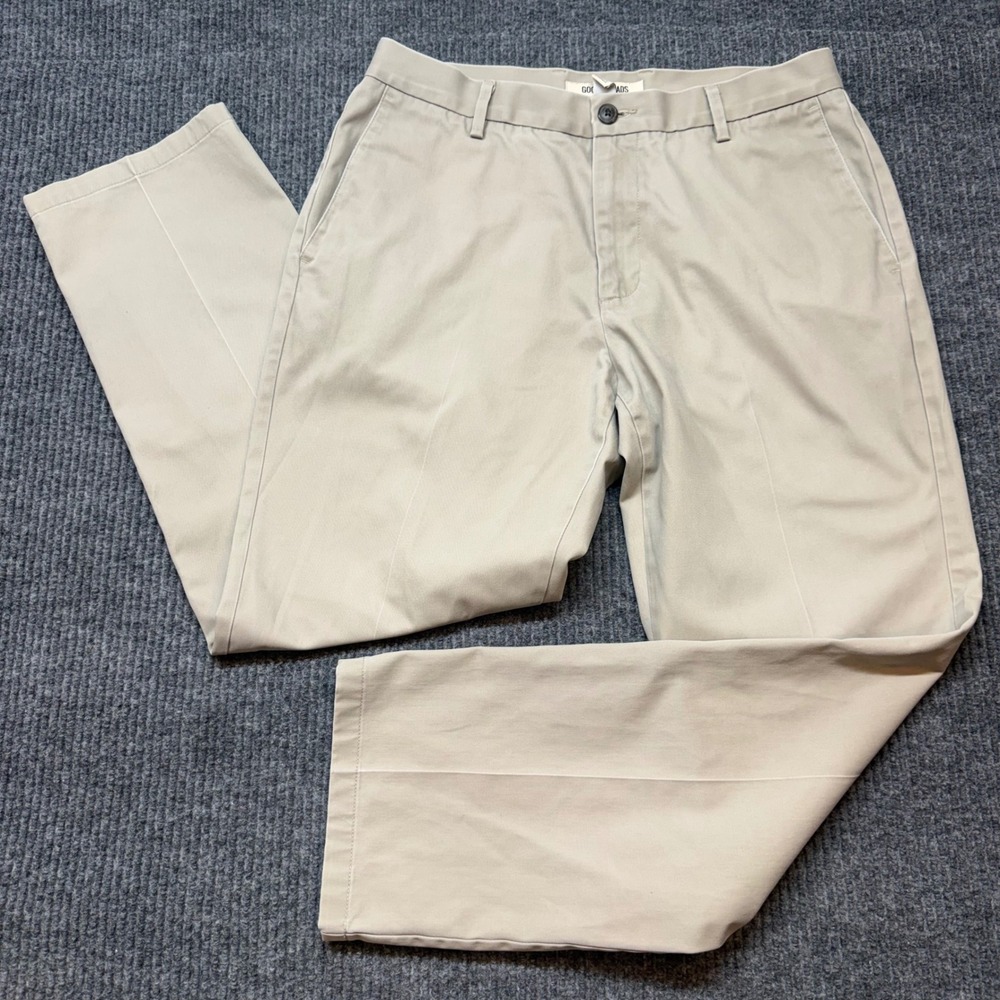 Goodthreads Mens 33x29 Khaki Beige Straight Fit Chino Pants Casual Trousers